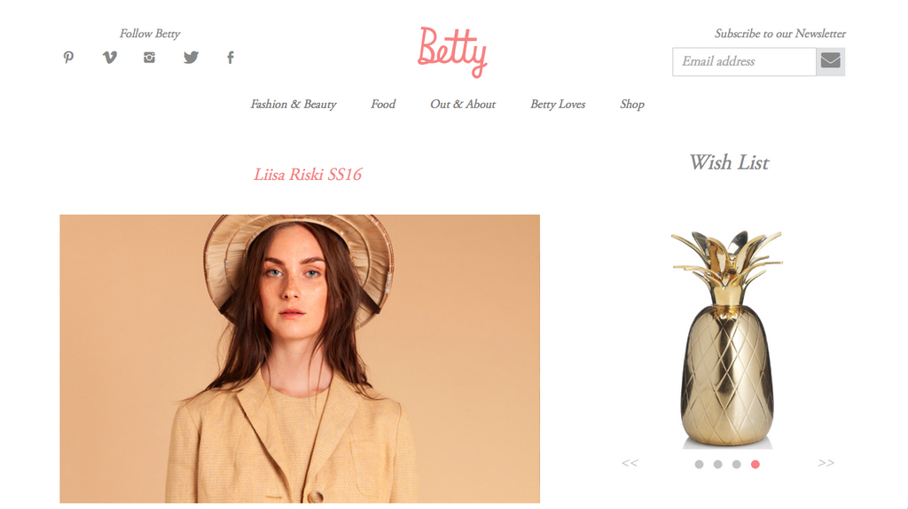 Betty Magazine coverage of our SS16 collection