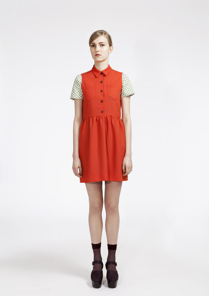 Wool Crepe Shirt Dress