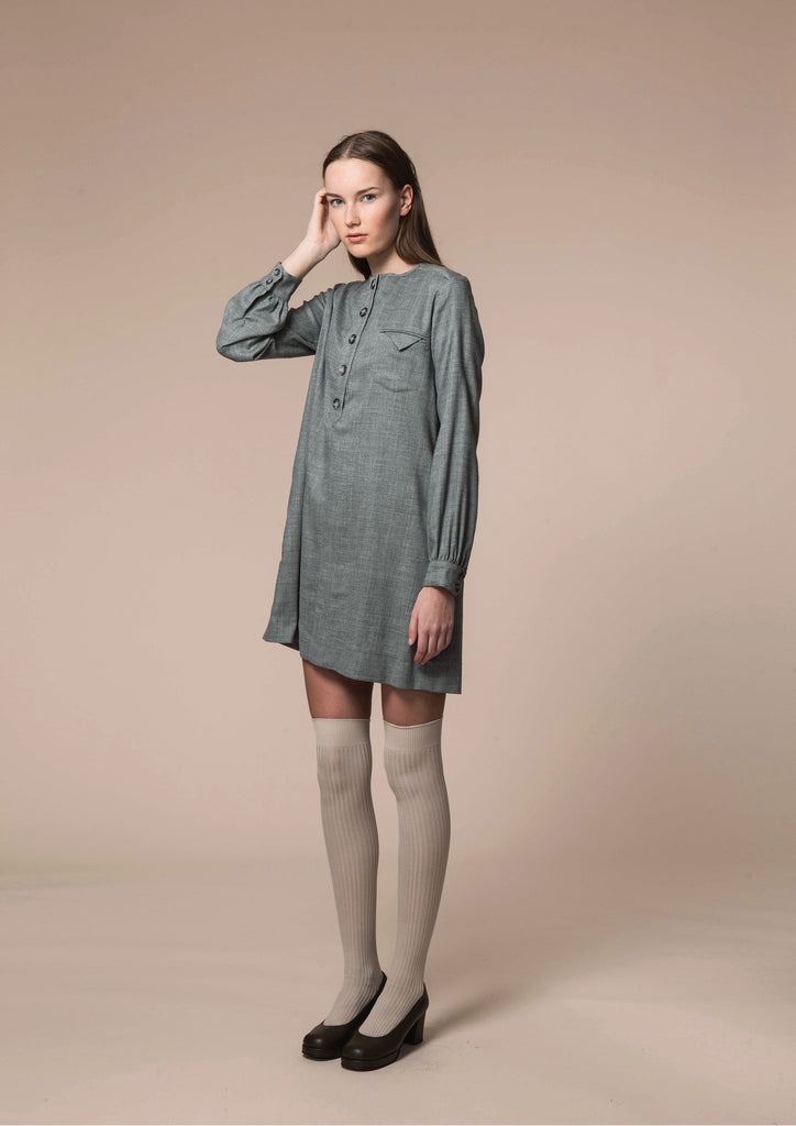 Wool Drill Placket Dress
