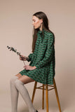Raccoon Wave Bow Neck Dress