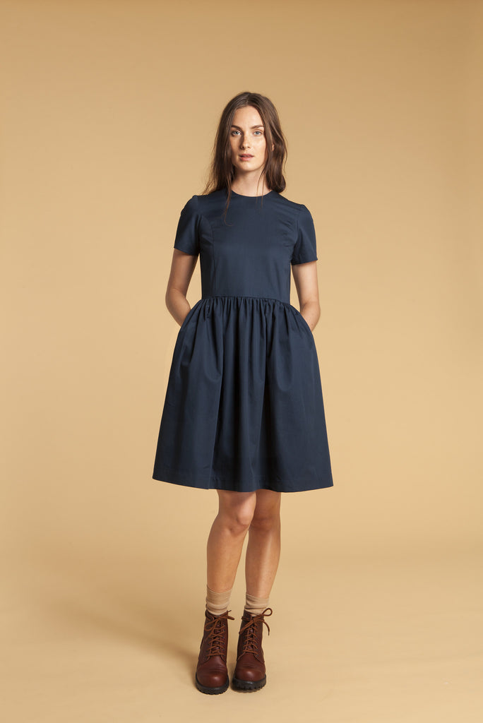 cotton gathered dress White Cotton Gathered Midi Dress self-portrait-US