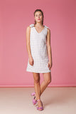 Checkered Cotton Linen V-Neck Dress