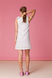 Checkered Cotton Linen V-Neck Dress